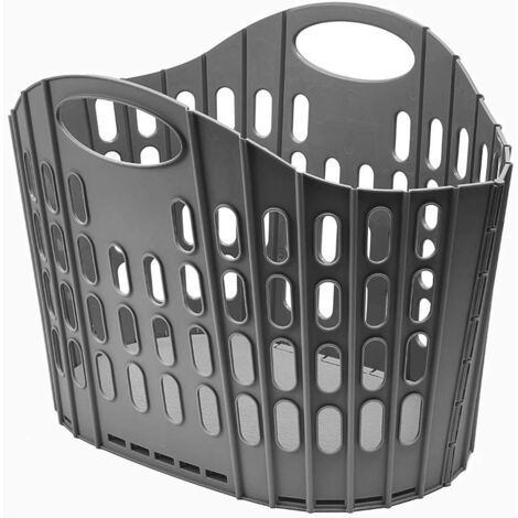 Addis Fold Flat Laundry Basket Cesto portabiancheria Piatto, Facile da riporre, Grigio Scuro, 38 Litre