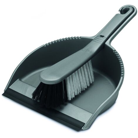Addis Set di spazzole e Paletta per Tutti i Giorni, Realizzato per durare, MO, Plastica, Nylon, Argento Metallizzato, Taglia Unica