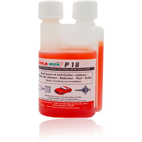 Additif carburant Mecarun P18 250ml – Pour moteur essence 2 et 4 temps, diesel, éthanol et GPL – Améliore performances moteur