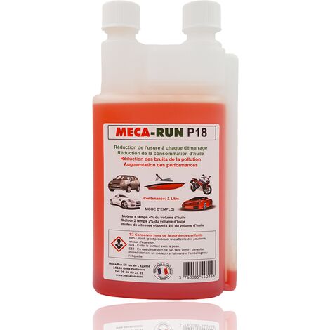Additif carburant Mecarun P18 – Réduit l'usure moteur – Lubrification à froid – Compatible tous moteurs – Fabrication française
