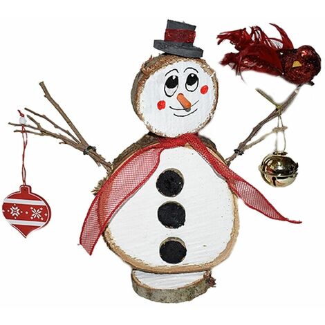 Addobbi di natale legno pupazzo di neve decorazioni per albero casa natalizie prodotto artigianale tronco naturale idea regalo - decoro: Espressione Olaf