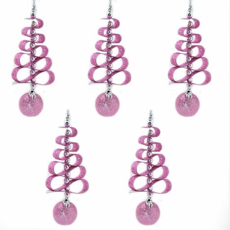 Addobbi natalizi decorazioni per albero di natale palline celeste rosa set da 5 molto belle e particolari - colorigenerali: ROSA