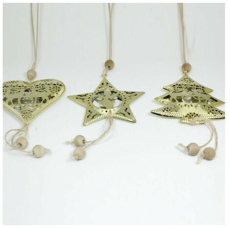Addobbi natalizi in metallo per albero di Natale natalizio da decorazioni in oro 25 cm