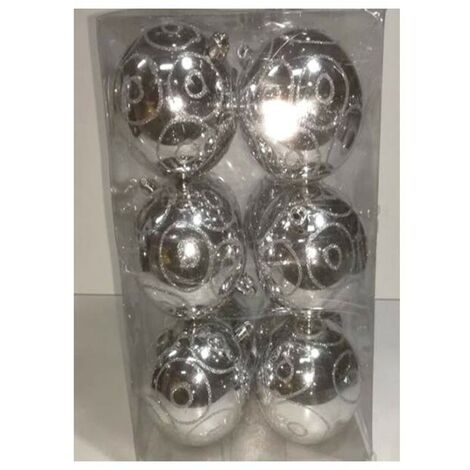Addobbi natalizi palline natalizie da decorazioni per albero di natale pz12  d10 argento/glitter