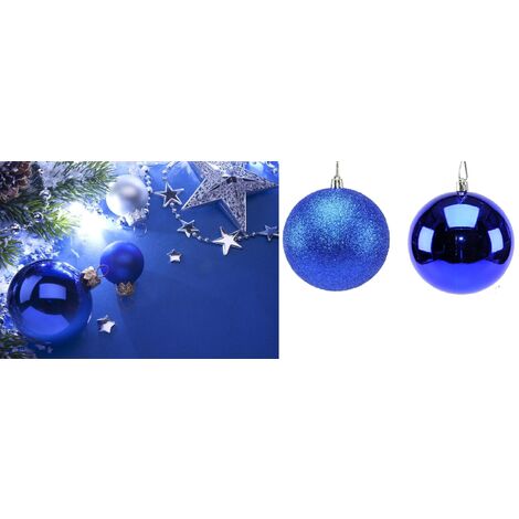 Immagini Di Natale Glitter.Addobbi Per Albero Di Natale Palline Blu 8 Cm Glitter Lucide 6 Palline Sc248587