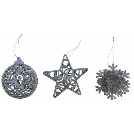 ADDOBBO 3D GLITTER ARGENTO 10-12CM  PREZZO CADUNO INDICARE LA PREFERENZA
