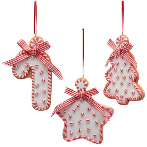 Addobbo Mix Marzapane color rosso e bianco per decorazioni natalizie -Albero