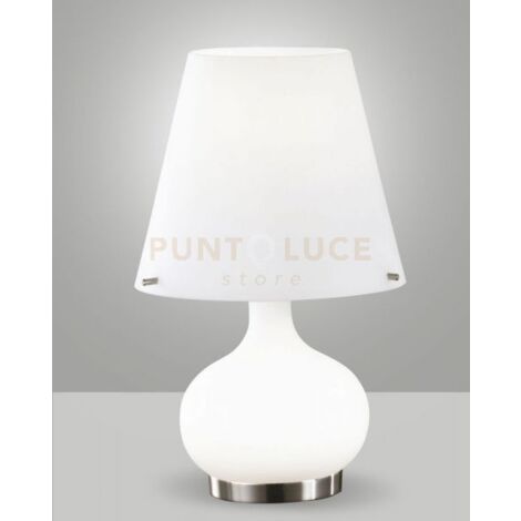 ADE LAMPADA DA TAVOLO VETRO BIANCO H.33cm PICCOLA 2 LUCI G9 E14