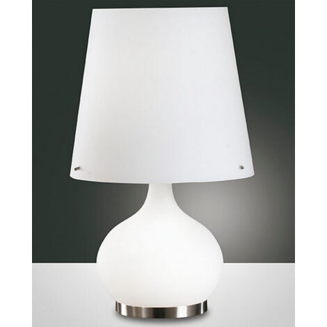 ADE LAMPADA DA TAVOLO VETRO BIANCO H.58cm GRANDE 2 LUCI ATTACCO E14 E E27