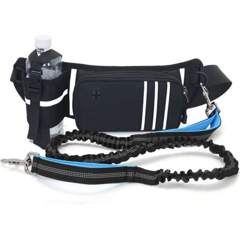 Adecuado para correas de correr para perros grandes, medianos y pequeños, con una riñonera para correr, trotar, hacer senderismo y una correa normal para perros (negra) con asas dobles y una banda abd