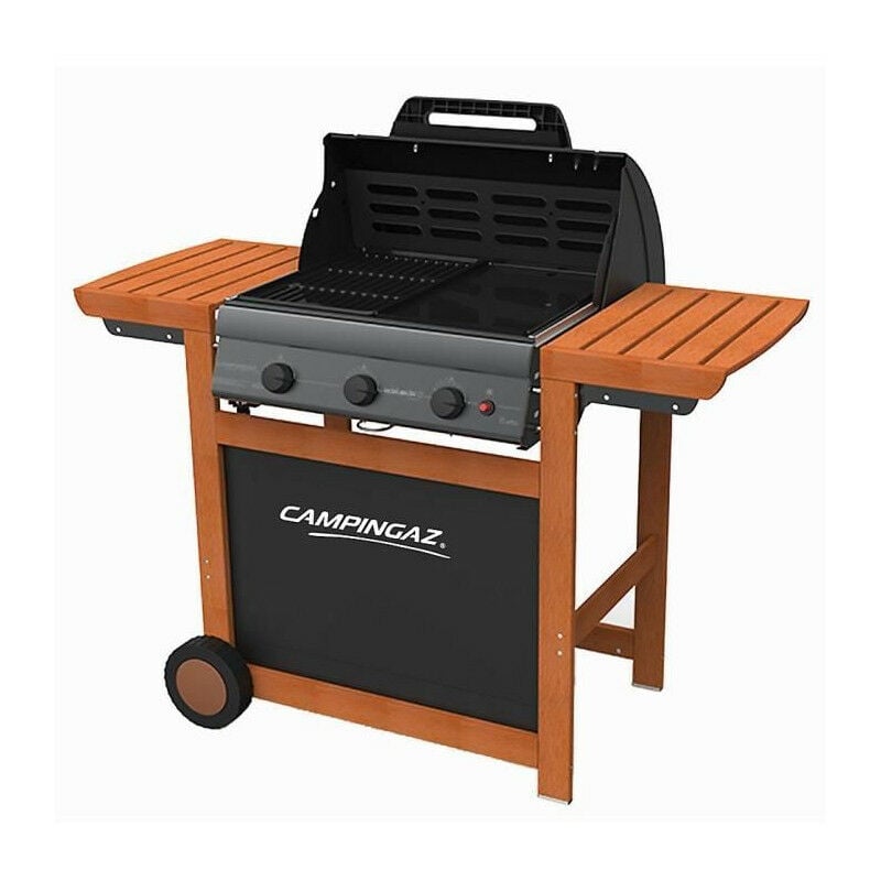 CAMPINGAZ Barbecue a gaz Adelaide 3 Woody L Acier émaillé Barbecue gaz 3 séries Woody L grille + plancha acier