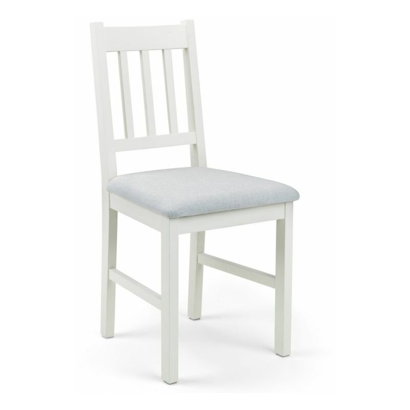 Country Dining Room Chair White & Oak Wood Linen Seat - Adelaide
