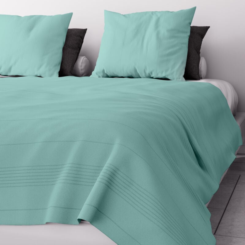 Jeté de lit ou canapé 220x240 cm adele bleu lagon, par Soleil d'ocre