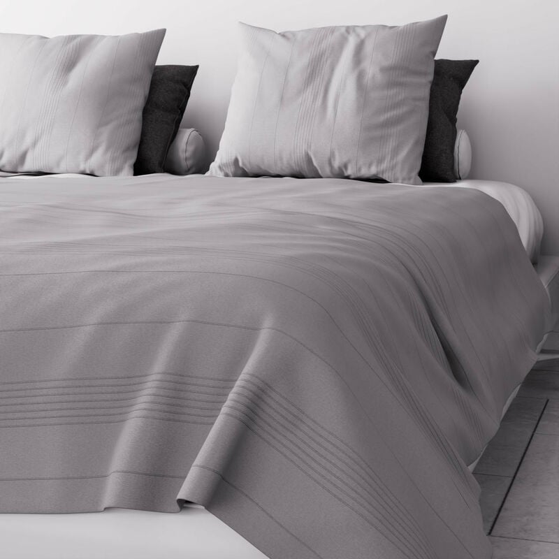 Soleil D Ocre - Jeté de lit ou canapé 220x240 cm adele gris, par Soleil d'ocre