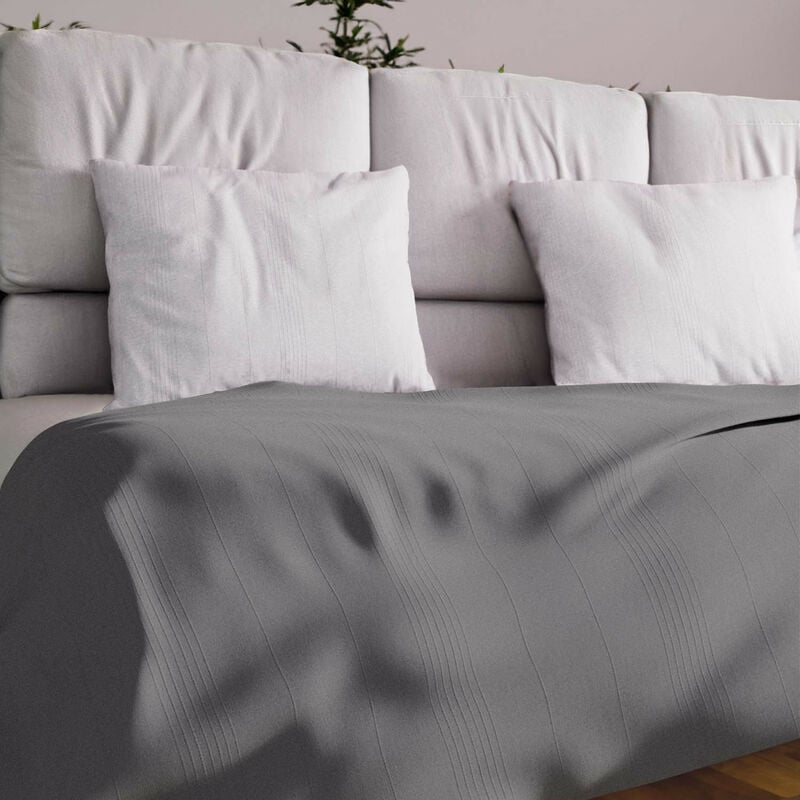 Soleil D Ocre - Jeté de lit ou canapé 180x220 cm adele gris, par Soleil d'ocre