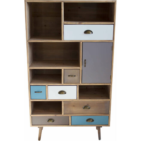 ADELINE - mobiletto 6 ripiani 1 anta 7 cassetti in mdf multicolor