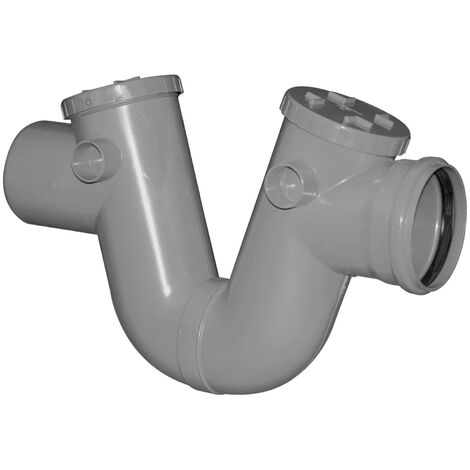Adequa – Siphon disconnecteur Mâle Femelle Ø100 – PVC pour évacuation eaux usées – Bouchons de visite pour entretien facile – Normes NF EN 1329-1
