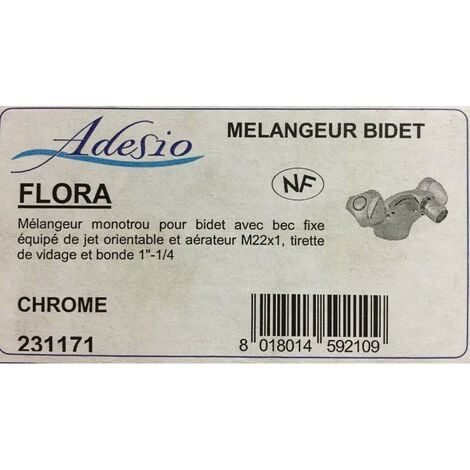 Adesio 231171 - Mélangeur monotrou bidet - bec fixe