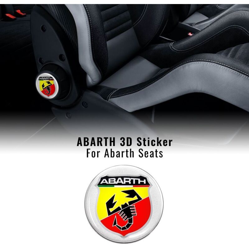 Adesivi 3D per Sedili Fiat 500 Abarth, 2 Pezzi - Dimensione: Ø 75 MM - Modello: SCUDETTO