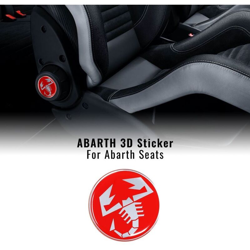 Adesivi 3D per Sedili Fiat 500 Abarth, 2 Pezzi - Modello: SCORPIONE - Dimensione: Ø 60 MM