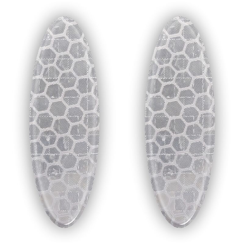 Adesivi 3D Rifrangenti Ovali, 2 pz - Colore: BIANCO