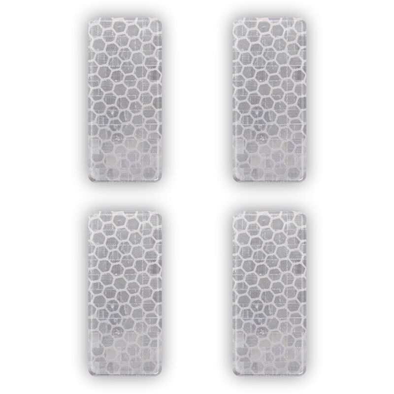 Adesivi 3D Rifrangenti Rettangoli, 4 pz - Colore: BIANCO