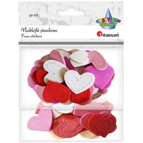 Adesivi a forma di cuore in schiuma, colori misti, 50 pezzi