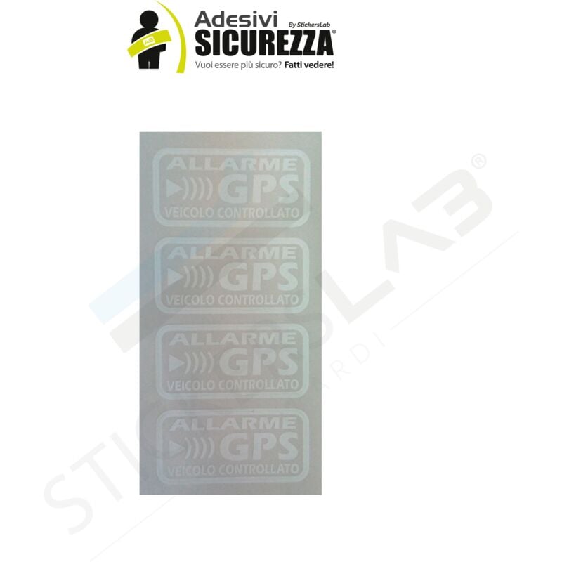 Image of Stickerslab - Adesivi allarme gps antifurto satellitare per auto moto camion caravan Colore - Bianco, Packaging - 4 Stickers: 6cm x 3cm