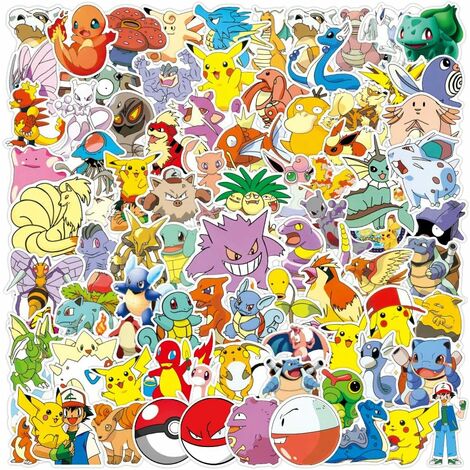 Adesivi Anime Pokemon, 100 adesivi per scrapbook, adesivi per auto per bici da moto in vinile impermeabile,