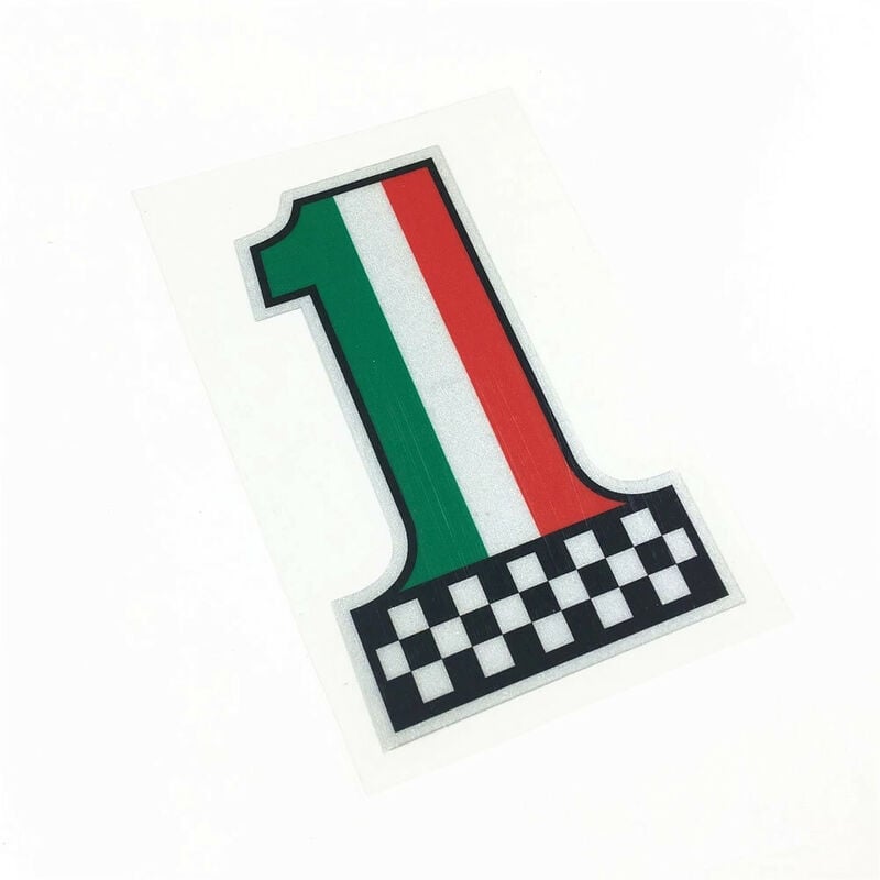 Image of Adesivi bandiera Italia vari modelli rifrangenti riflettenti Packaging - Bandiera numero uno (12X7cm)