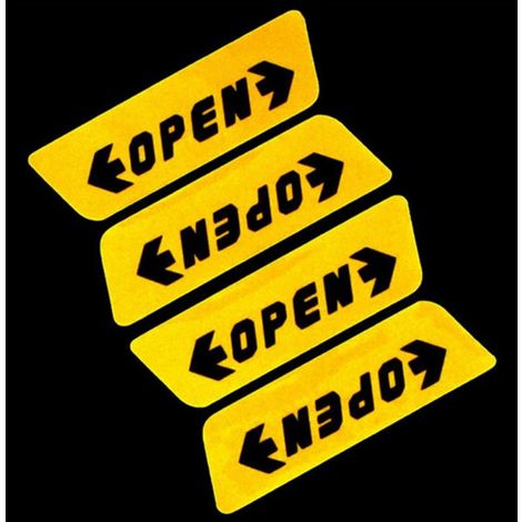 Adesivi di sicurezza per portiera auto rifrangenti, con scritta OPEN Colore - Giallo