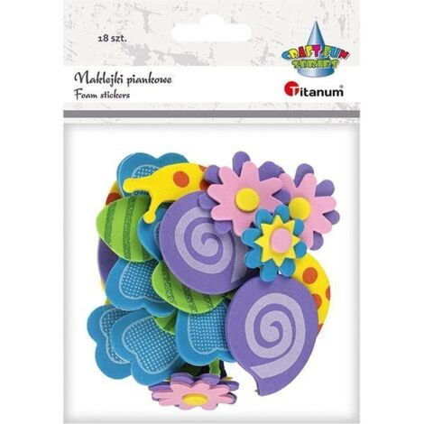 Adesivi in schiuma 3D TITANUM: fiori, farfalle, lumache - 18 pezzi