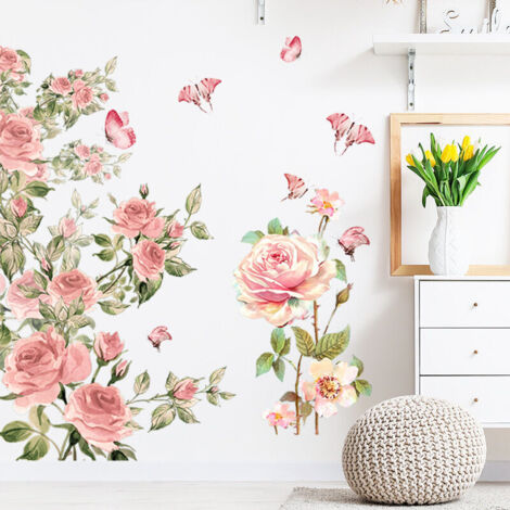 Adesivi murali con bouquet colorati, decalcomanie murali con rose, decorazioni floreali per la casa, ideali per soggiorni, camere da letto e divani.
