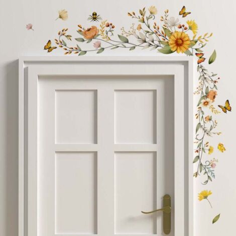 Adesivi murali con piante floreali, decalcomanie murali con fiori e farfalle, adesivi murali rimovibili, adesivi decorativi per soggiorni, camere da letto, uffici, sfondi per divani, decorazioni mural
