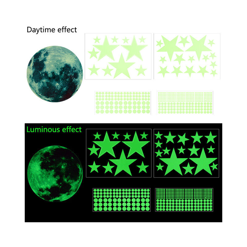 Adesivi murali luminescenti Moon Star s per