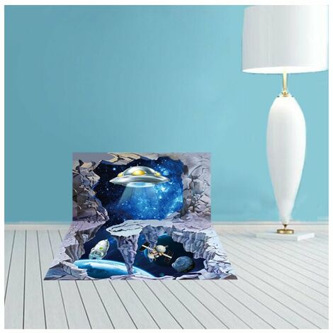 Adesivi per astronave Stickers murali, Adesivo rimovibile, Astronave 3D Camera da letto Soggiorno Pasta per pavimenti Decorazione Decorazioni per la casa, Adesivi per porte della cucina del bagno