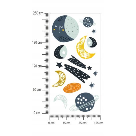 Adesivi per bambini Luna e Pianeti 125x250cm