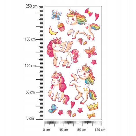 Adesivi per bambini Unicorni colorati 125x250cm