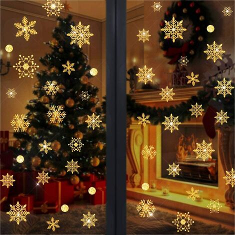 GOEU Natale Fiocchi Neve Adesivi Decoration Noel Inverno Decorazione Adesivi vitres-amovibles statiche in PVC Atmosfera Romantica di Chrismas Adesivi fenetre. 