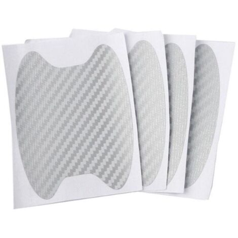 Adesivi per esterni auto KZQ da 4 pezzi, protezione universale in fibra di carbonio antigraffio per maniglie portiere auto, adatti alla maggior parte delle maniglie portiere auto (argento)
