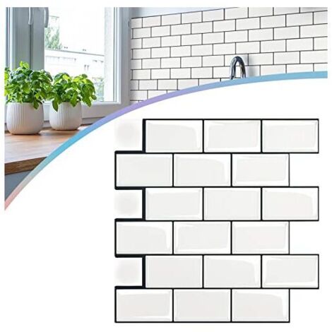 Adesivi per piastrelle in PVC, confezione da 10, 30 x 30 cm, per cucina e bagno (tipo E - bianco) NAIZY