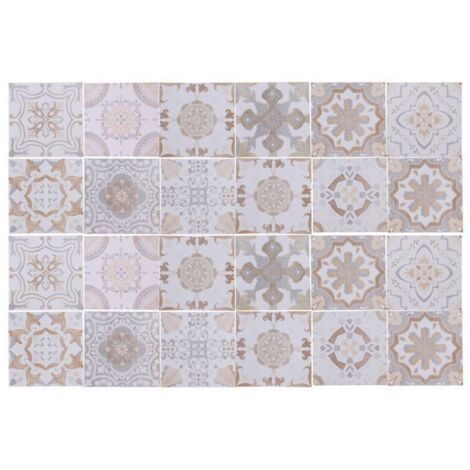 Adesivi per piastrelle X in PVC, adesivi murali per piastrelle 15 x 15 cm, grigio e marrone, 24 pezzi