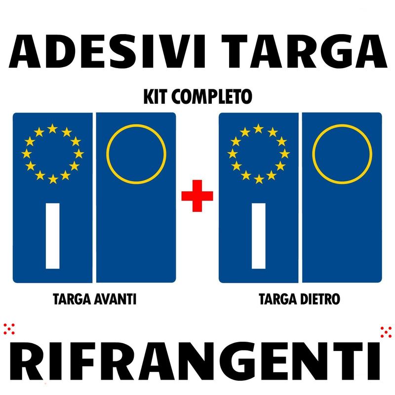 Image of Adesivi per targa italiana kit da 4 pezzi rifrangenti ultra resistente