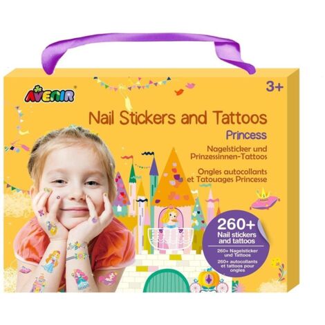 Adesivi per unghie 3D AVENIR + Tatuaggi per bambini - Principesse