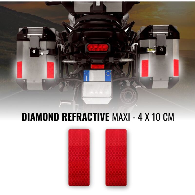 Adesivi Rifrangenti per Bauletti Moto 2 Pezzi - Colore: ROSSO