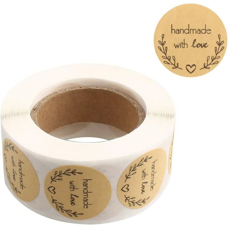 Adesivi Rotondi di Carta Kraft, 500 Pezzi Fatti a