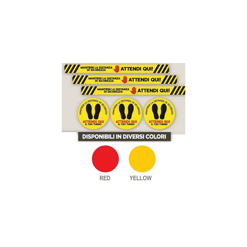 Image of Adesivi segnaletica da pavimento per distanza di sicurezza Rettangolare Red cm 100x8