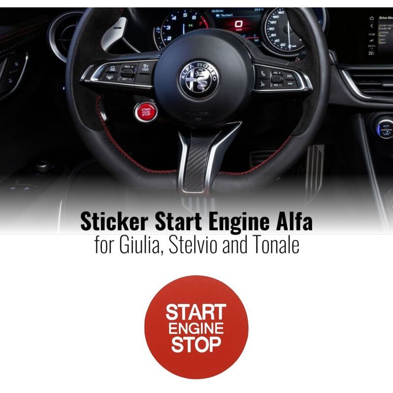 Adesivi Start Engine per Alfa Romeo Giulia Stelvio e Tonale, 2 Pezzi - Colore: ROSSO