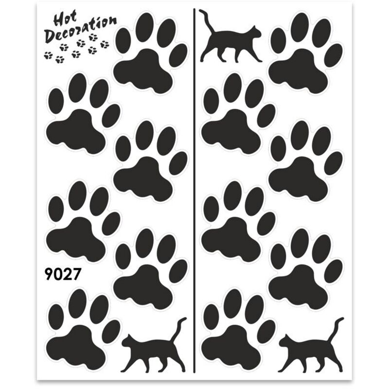 Adesivi Stickers Giganti Orme Gatto 24 x 20 cm - Colore: NERO