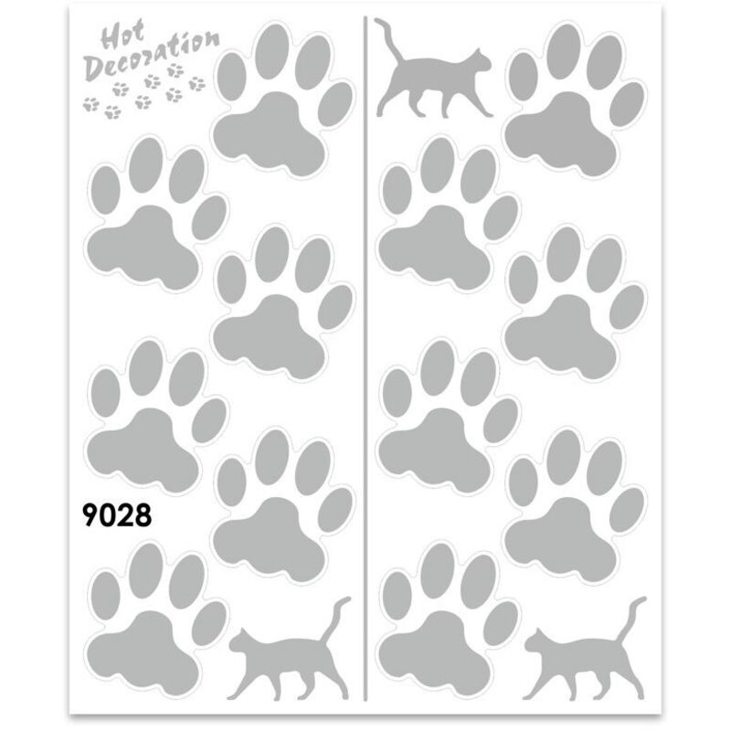 Adesivi Stickers Giganti Orme Gatto 24 x 20 cm - Colore: ARGENTO